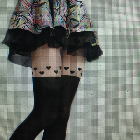 Heart tattoo stockings pantyhose OSFM - Picture 2 of 2