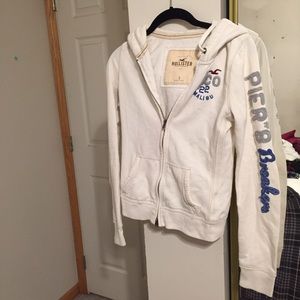 Hollister cream zip hoodie