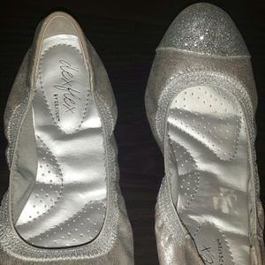 Silver sparkle flats