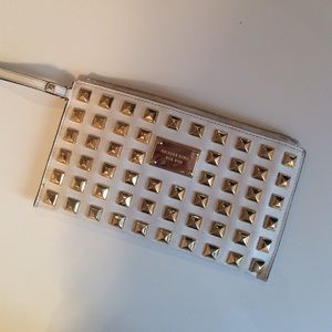 Michael Kors White leather and gold studded clutch