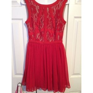 Red lace halter dress