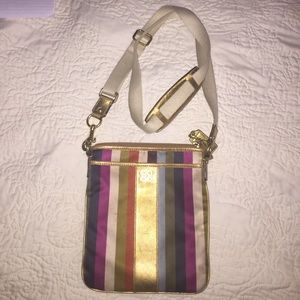 Coach cross body striped purse