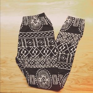 Tribal Printed Black Leggings
