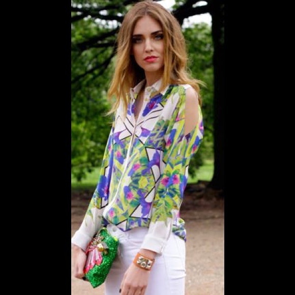 Floral cold shoulder blouse