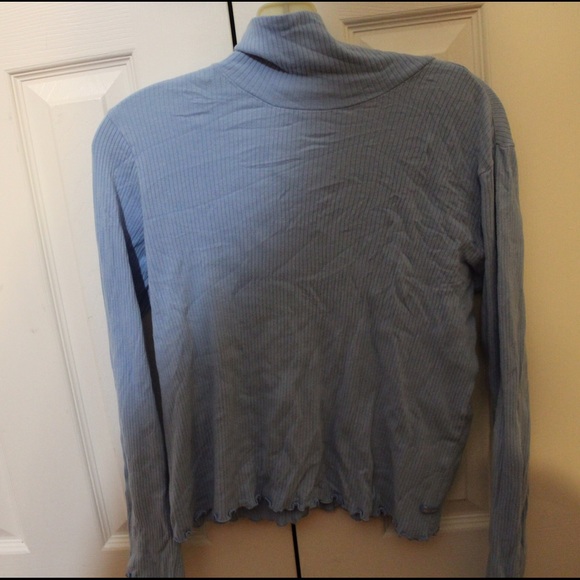 Light Blue Ribbed Turtleneck Long Sleeve Top - Picture 1 of 2