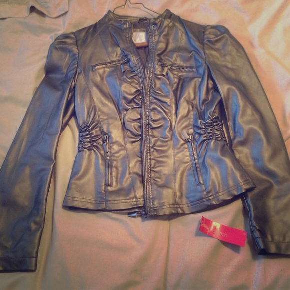 Xhiliration Metallic Faux leather jacket