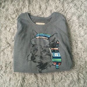 Grey hollister sweater with fox/dog on front