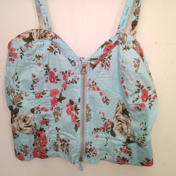 Floral Bustier crop top, lace up back