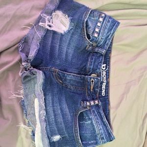Distressed denim shorts
