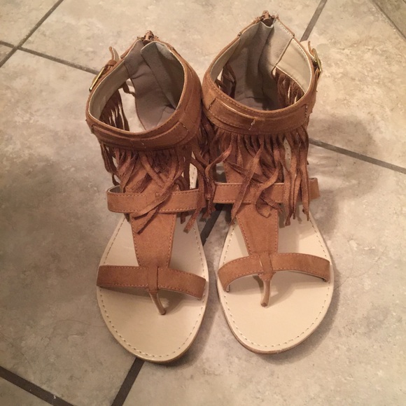 Fringe suede sandals