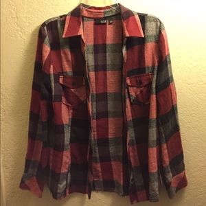 Loose plaid button down/cardigan