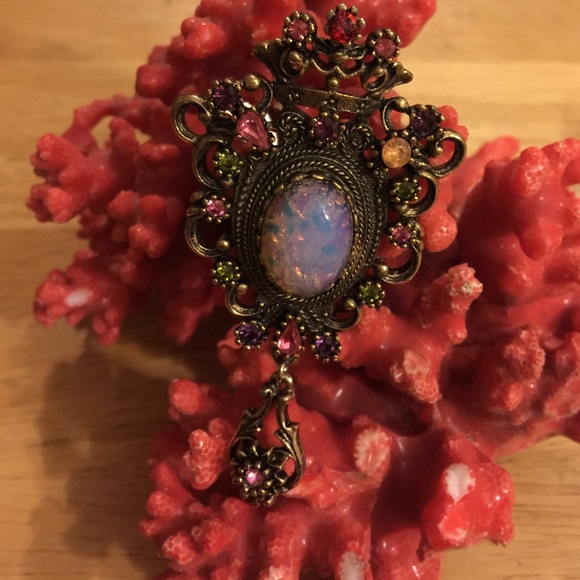 Vintage create opal brooch pendent - Picture 3 of 4