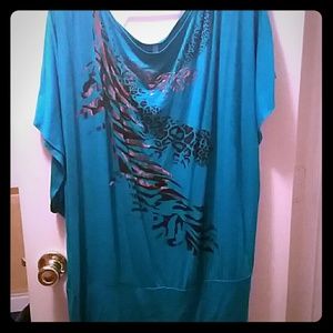 Animal print off the shoulder blouse