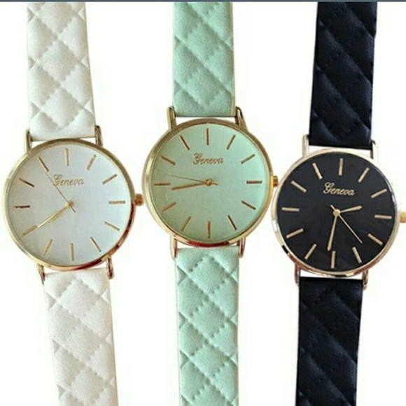Aqua Geneva leather strap quartz watch