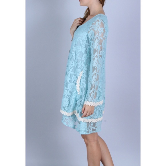 Lace Dress With Crochet Trim - Picture 2 of 4