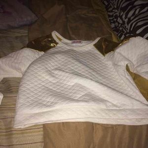 White & Gold Crop Sweater