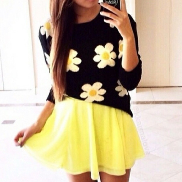 Sweaters Saleblack White Daisy Sweater Poshmark