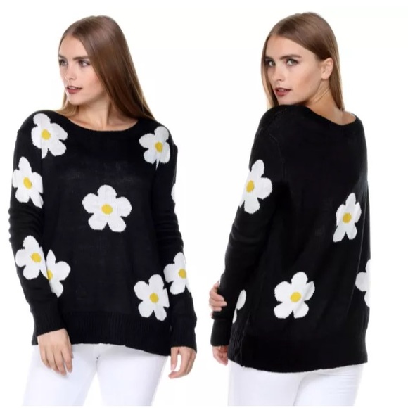 Sweaters Saleblack White Daisy Sweater Poshmark