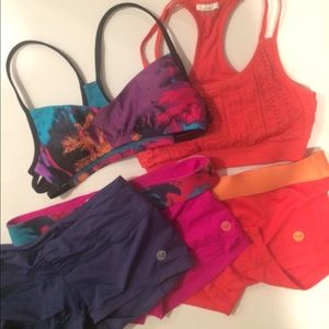 bundle of 3 roxy athletics shorts and 2 sport bras