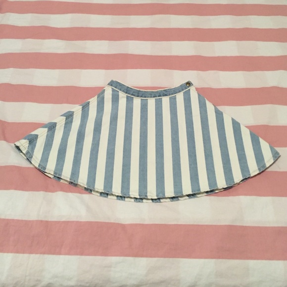Blue striped circle skirt