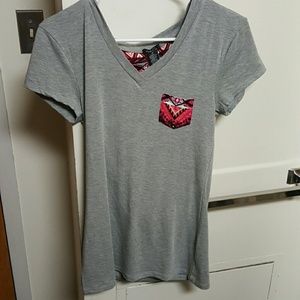 gray v neck with pocket