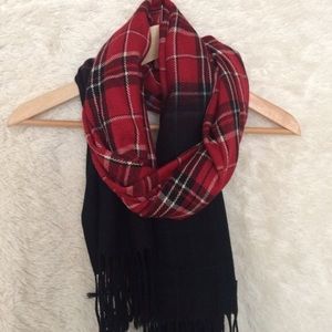 Steve Madden Red Plaid Scarf