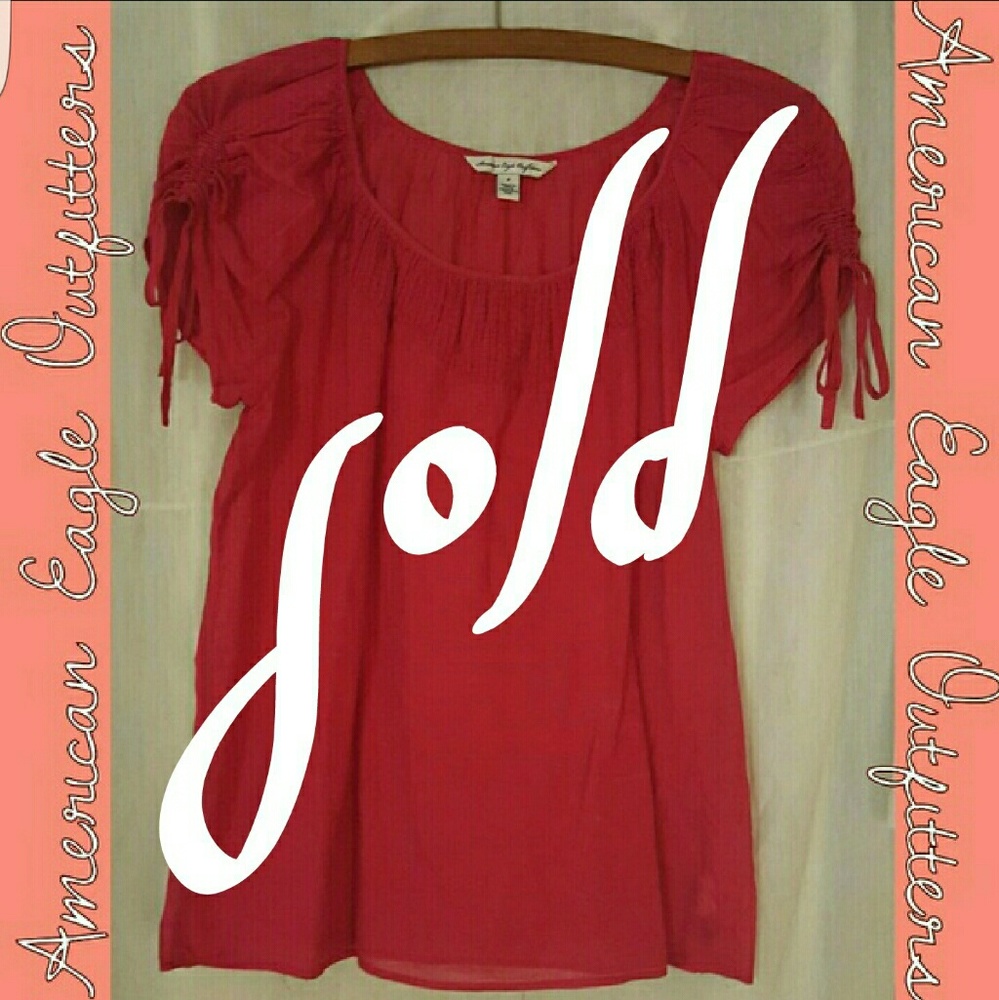 ??AMERICAN EAGLE pink peasant blouse top 2 xs??