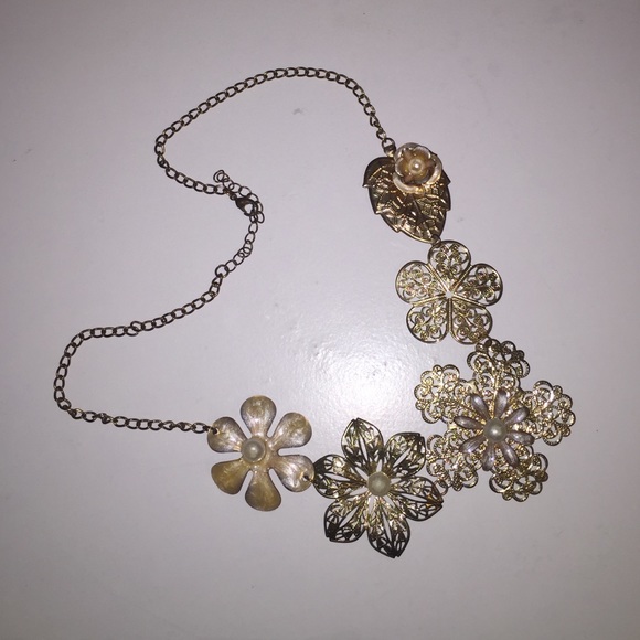 Gold floral statement necklace