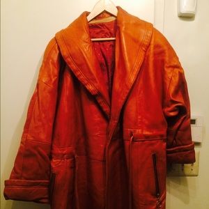 Women's used 3/4 butter leather rust color coat