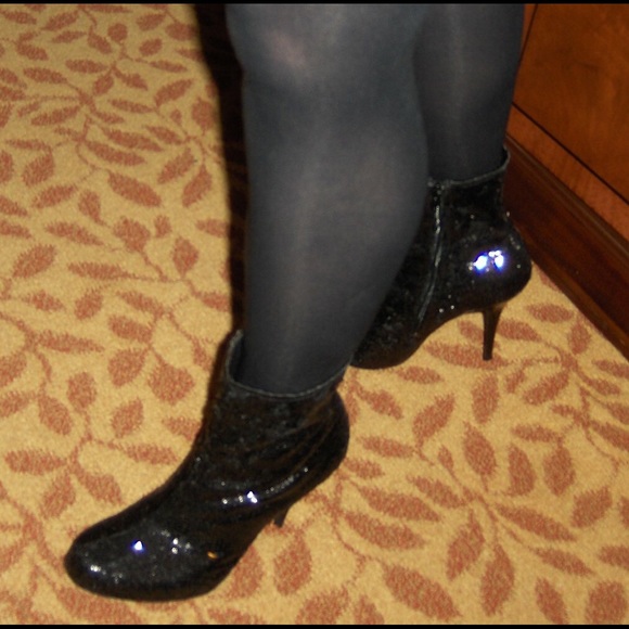 Black Sequin Ankle Boots!