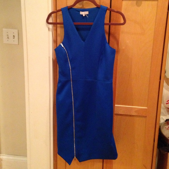 1.State Blue Asymmetrical Sheath Dress with Zipper - Picture 2 of 4