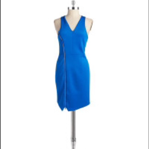 1.State Blue Asymmetrical Sheath Dress with Zipper - Picture 3 of 4