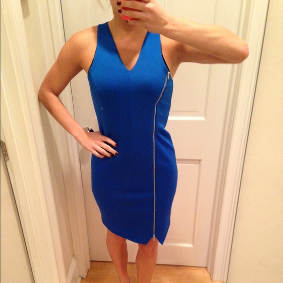 1.State Blue Asymmetrical Sheath Dress with Zipper - Picture 4 of 4
