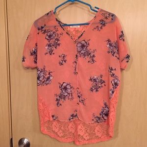 Tea n rose floral sheer top