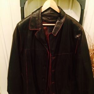 Men's distressed leather jacket