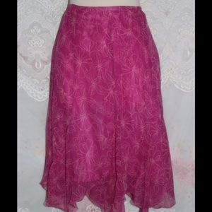 Vision Apparel pink floral scarf skirt size Med