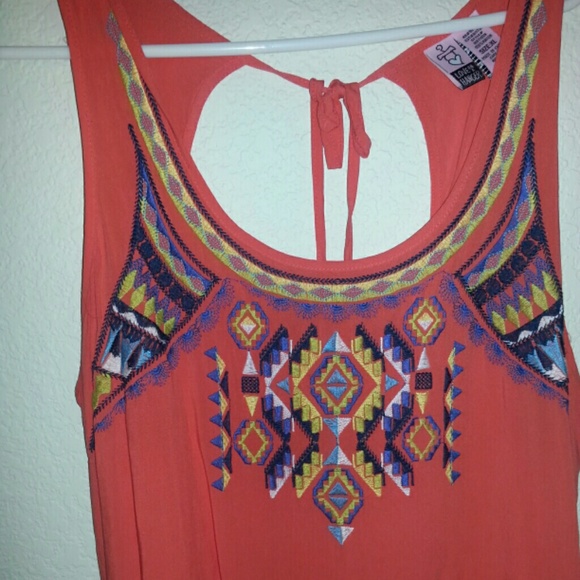 Coral tribal tank top.