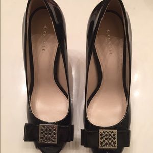 Coach black patent leather pumps