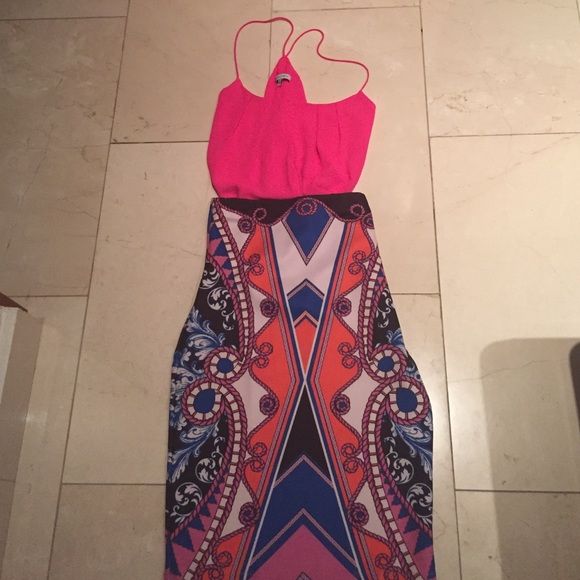 Skirt black, pink & orange