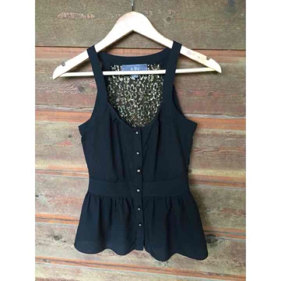 Black peplum tank.