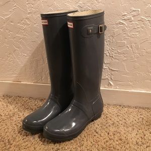 Gray hunter rain boots size 9