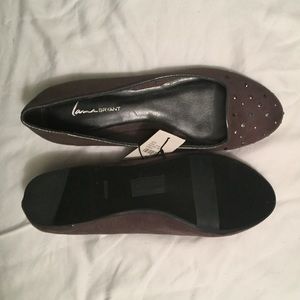 Grey slip on loafers with sparkly studs