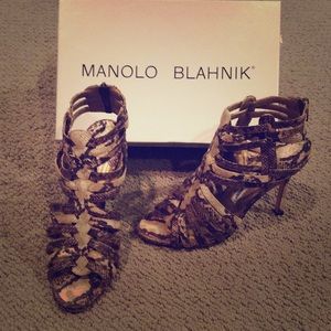 Perfect Python Manolo Blahnik Cage Sandals