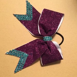 Purple Teal Cheer Bow