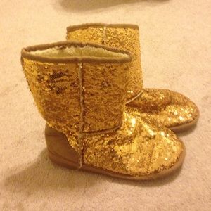 Gold sequin boots ; size 7.