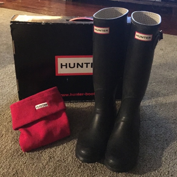 Black Hunter Boots with Socks