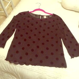 Pretty sheer black polka dot blouse