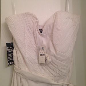 Express White Cotton Strapless dress
