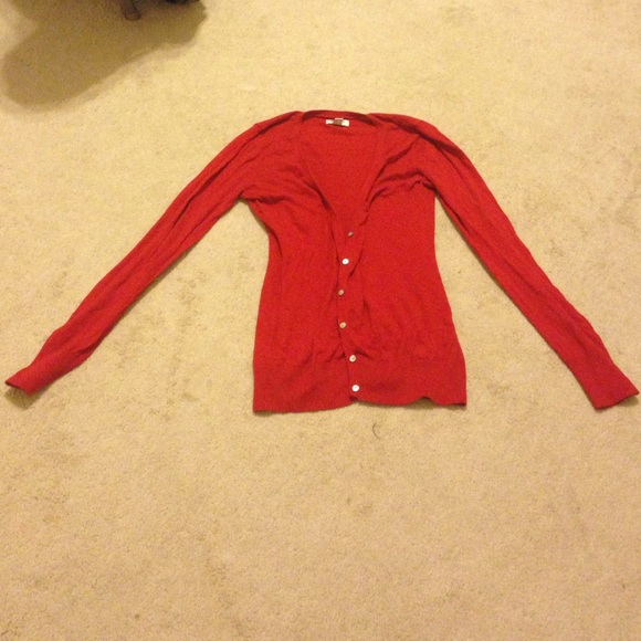 Red cardigan