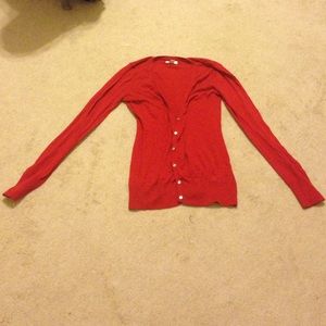 Red cardigan